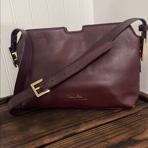 India Hicks Burgundy Leather Crossbody Adjustable Strap Shoulder Bag